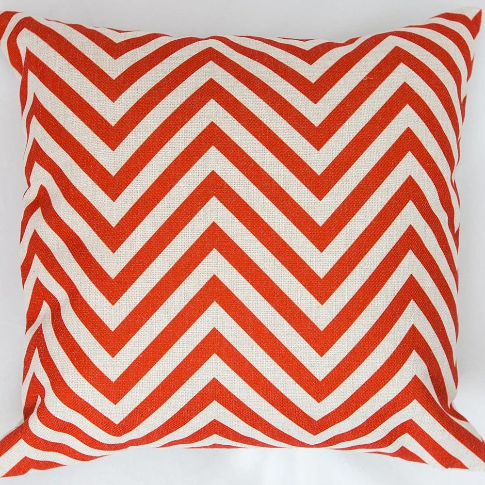 Orange Chevron Stripe Throw Pillow Cover, Set of 2